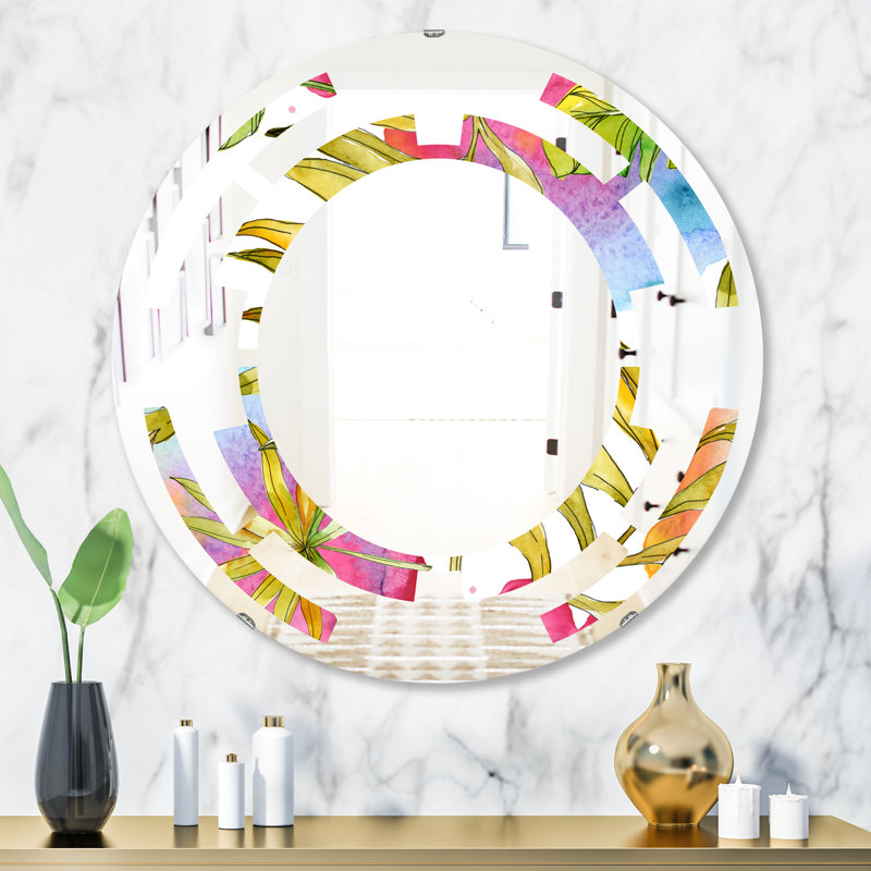 Miroir mural "space floral pattern v french country", H 31,5 po x l 23,7 po, Feuillage tropical de l'espace