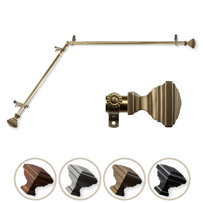 Tringle à rideaux simple en acier inoxydable ajustable de 0,81 po Dnaiel, Laiton antique, 48" - 84"