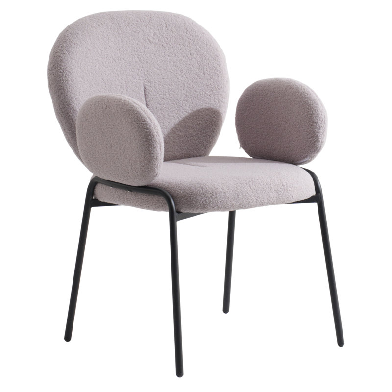 Chaise avec accoudoirs en tissu Amelia, Gris, Ensemble de 2, Noir
