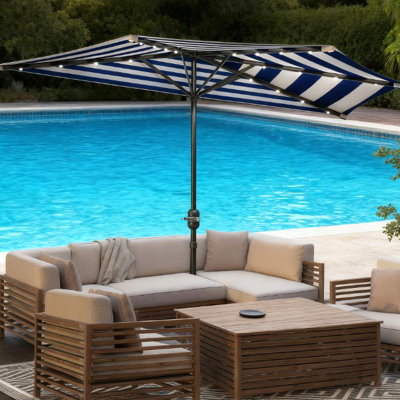 UPF 30+ Small Balcony Umbrella,Half Umbrella Outdoor Patio Umbrella,Vented Half Patio Umbrella With Crank Ribs, Porch Umbrella