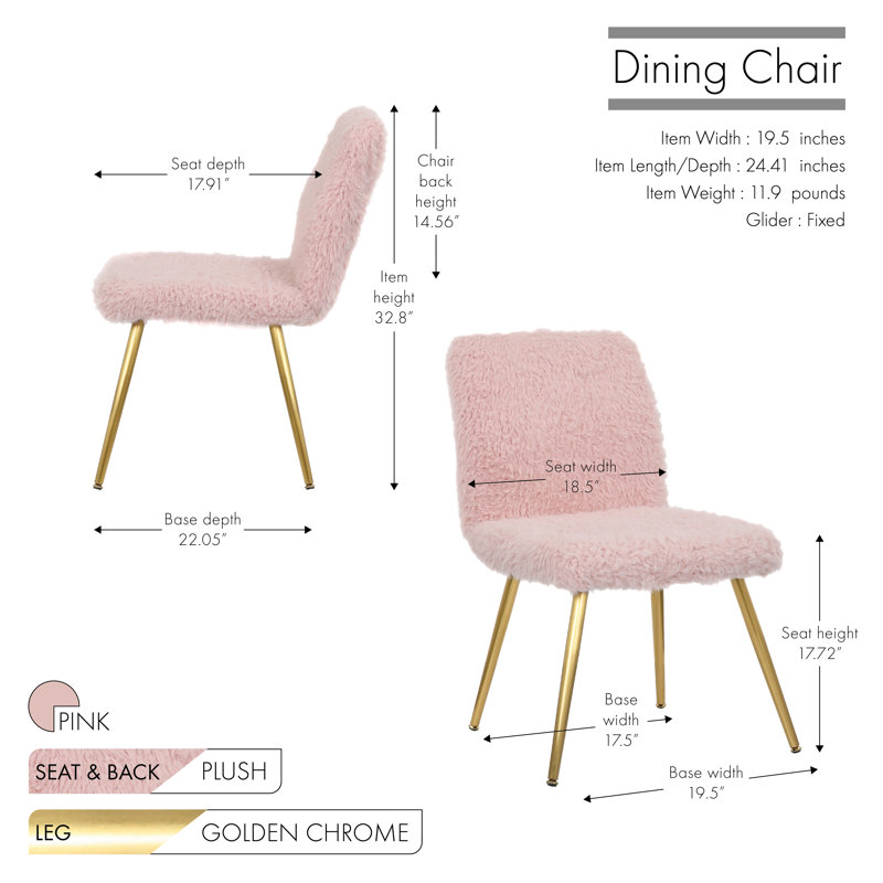 Plush Upholstered Dining Chair, Pink