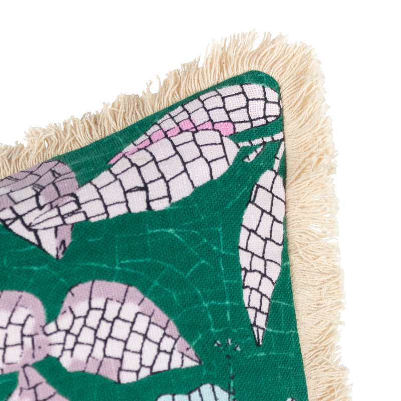 Cypressa Floral Square Throw Cushion, Teal