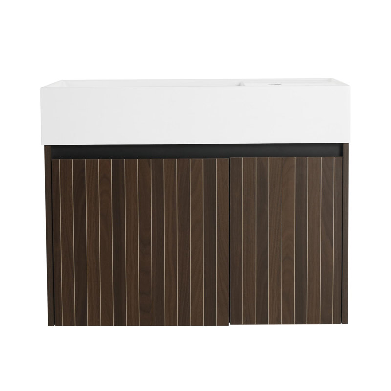 Armoire de salle de bain avec lavabo, portes à fermeture douce, conception à fixation flottante, pour petite salle de bain