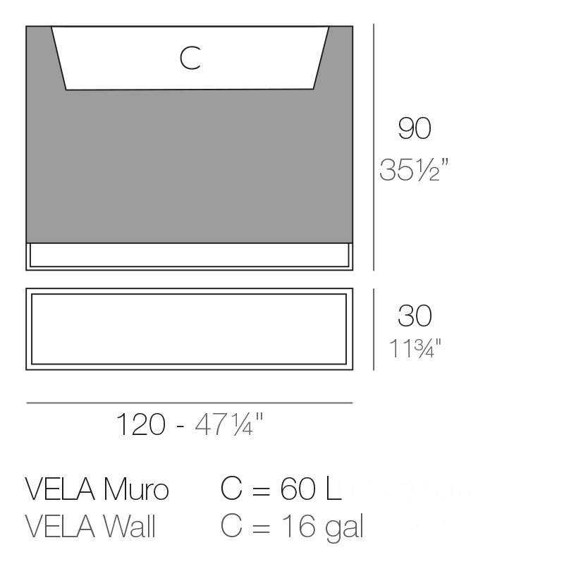 Vela Resin Planter Box, Anthracite