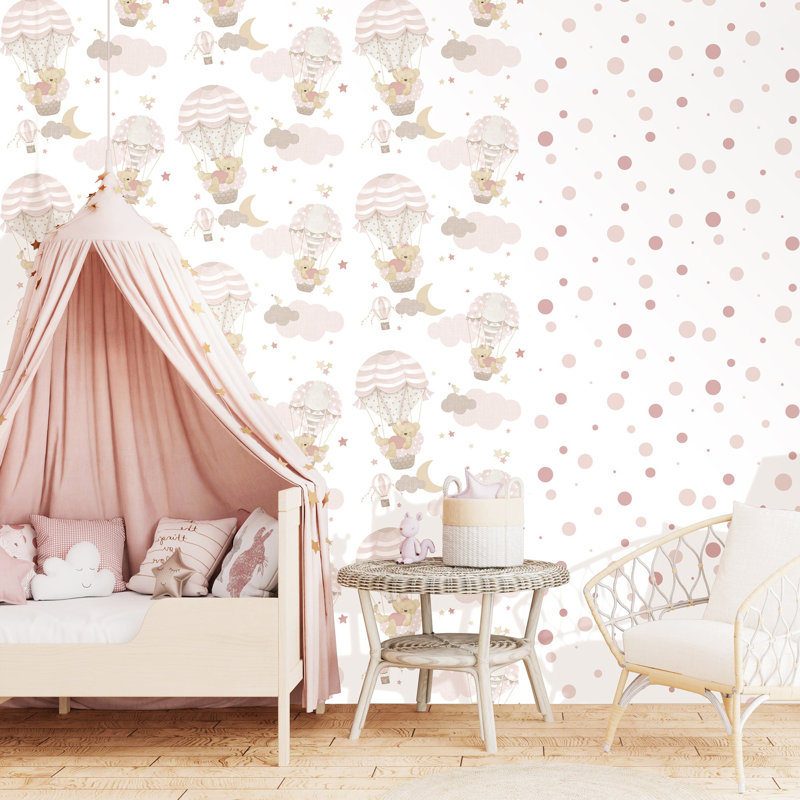 Little Explorers 2 Hot Air Balloons Wallpaper Roll, Silver