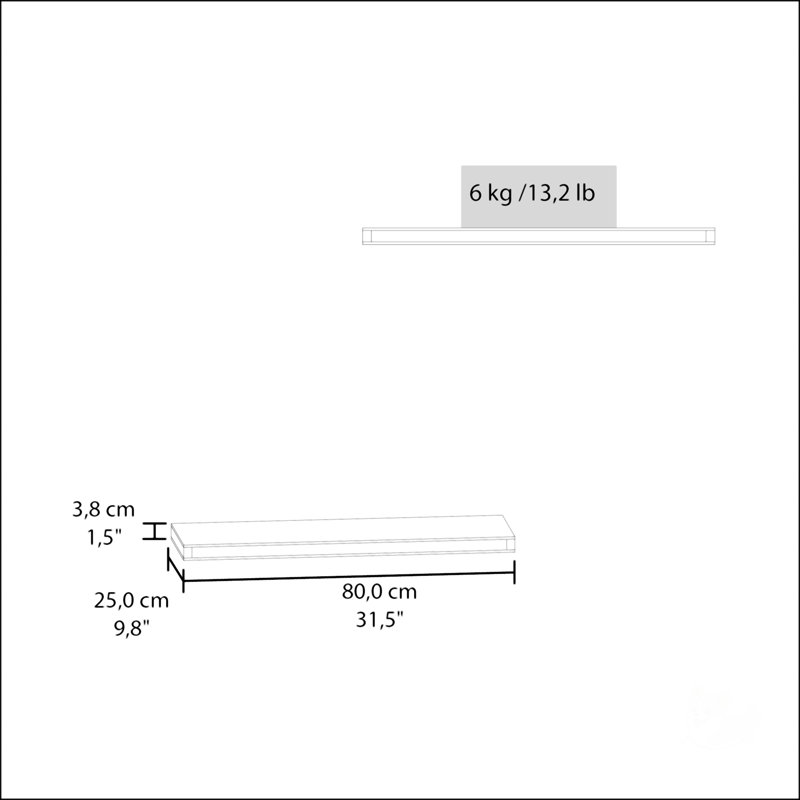 Matt Grey Floating Shelf, Gray