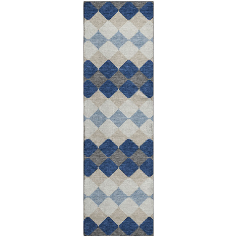 Premium Machine Washable Bunderberg AMF1007 Geometric Rug, Runner 2'3" x 7'6"