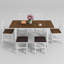 Ensemble de table de salle à manger de style campagnard 7 pièces pour 4 à 6 personnes, ensemble de table de cuisine extensible de 63 po avec 4 chaises et 2 tabourets en polyuréthane-453746772