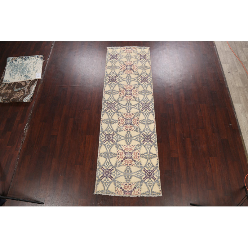 All-Over Geometric Abstract Oriental Runner Rug 3x10