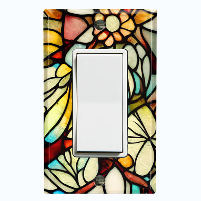 Yellow Glass Tile Flower Print 1 - Gang Rocker Standard Wall Plate