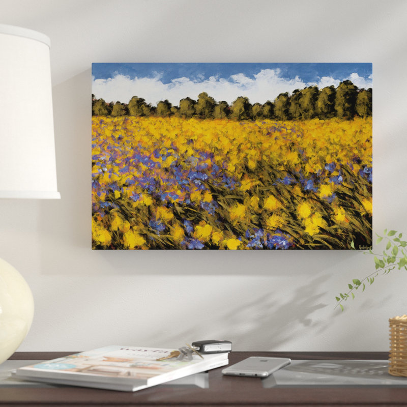 «Fields of Gold», reproduction de peinture à l'aquarelle sur toile tendue, H 18 po x l 26 po x P 1,5 po, Pas de tapis