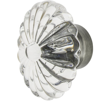 Oval Fluted Crystal 1 3/4" Cabinet Knob