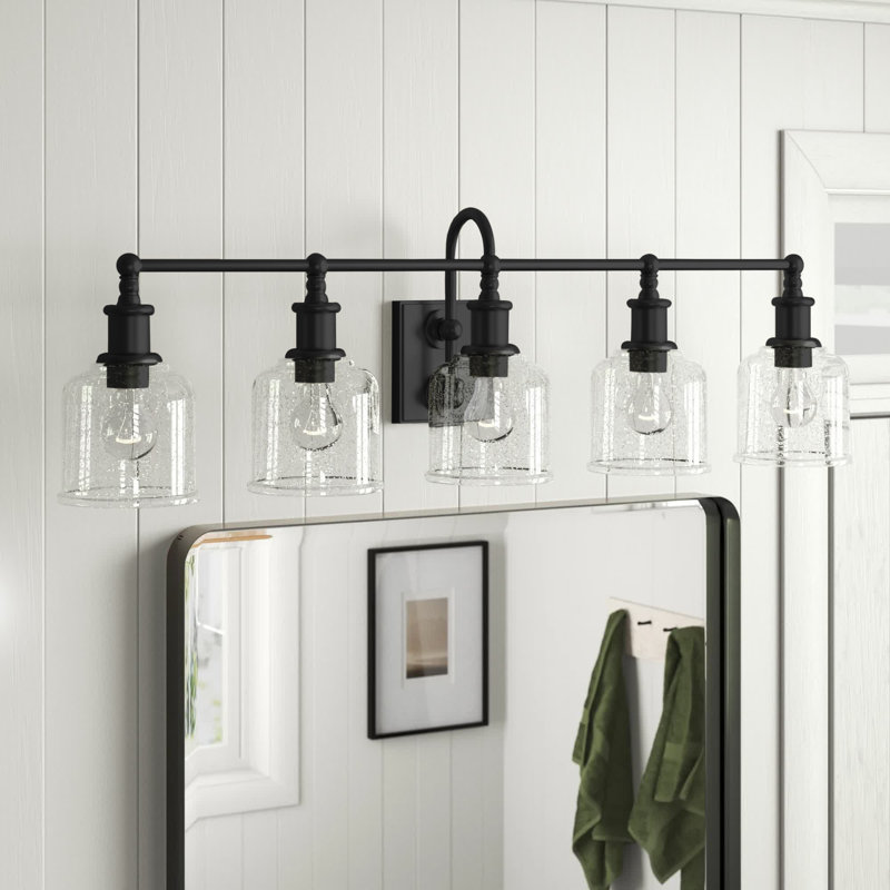 Barre d'éclairage de salle de bain 5 lumières Zendaya, Noir mat