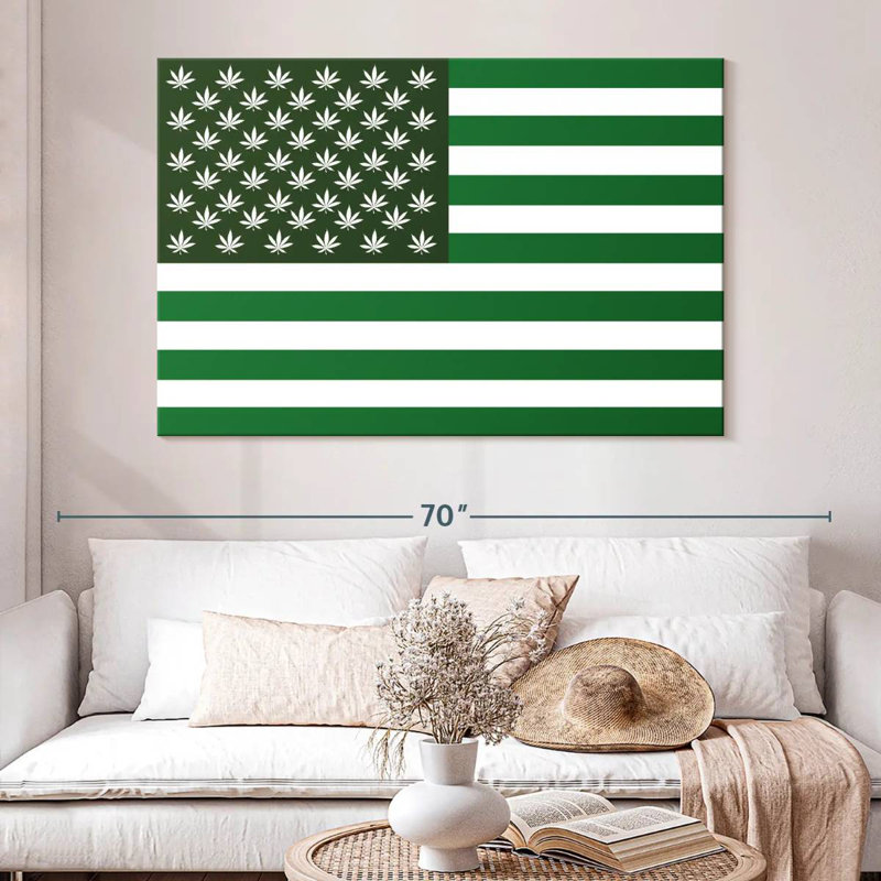 Borges Green Cannabis American Flag, 34" H x 51" W