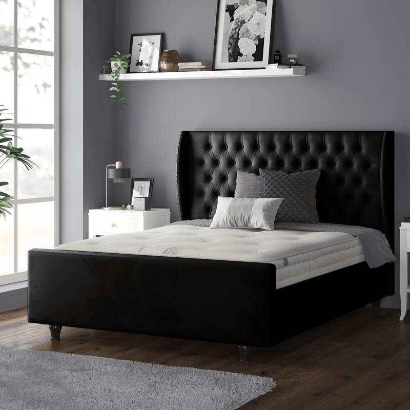 Bartelt Upholstered Bed, Black, Small Double (4')