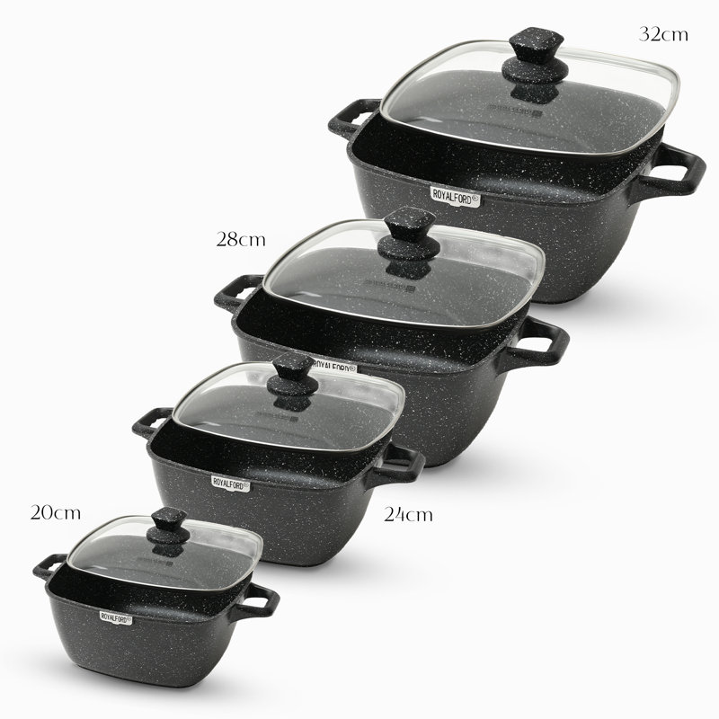 4 - Piece Non-Stick Aluminum Cookware Set, Black