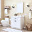 Armoire de cuisine en bois massif blanc, charnières à fermeture douce, 1 tablette, rangement pour le linge, espaces compacts pour la salle de bain, assemblage facile à nettoyer
