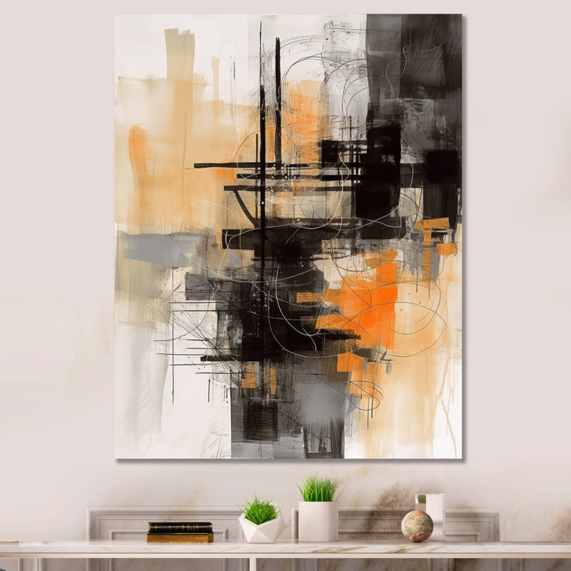 «Abstract Design Shapes II - Abstract Collages», art mural sur toile, H 44 po x l 34 po x P 1,5 po, Toile tendue