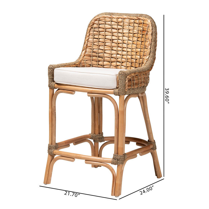 Kyle Modern Bohemian Woven Rattan Counter Stool