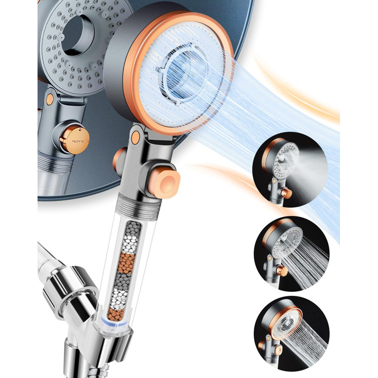 Filtered Shower Head With Handheld Spray For Skin And Hair Care, High Pressure Shower Heads With Filters For Hard Water, Hydro Jet Showerhead Set Includes Hose, Bracket And Mineral Beads
