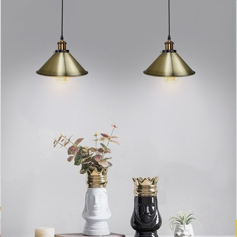 Lofton 2 - Light Gold Cluster Pendant, Green Brass