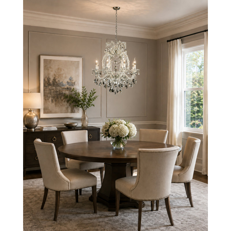 Lustre en cristal 8 lumières Transitional, Transparent
