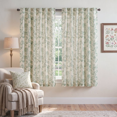 Nathnael Linen Blend Toile Semi-Sheer Curtain Panel Pair