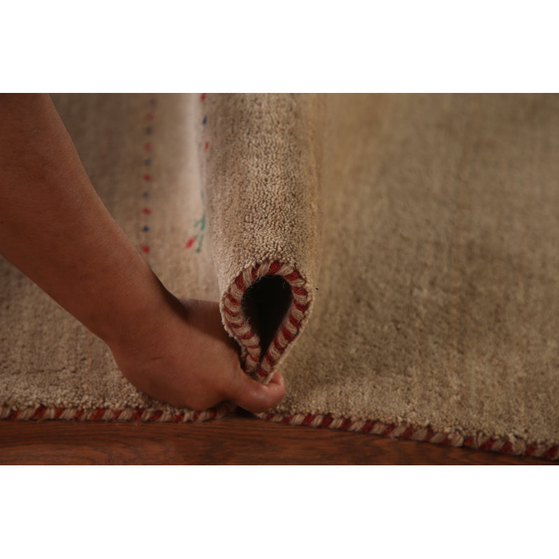 Tapis brun clair fait à la main Gabbeh 8 x 10