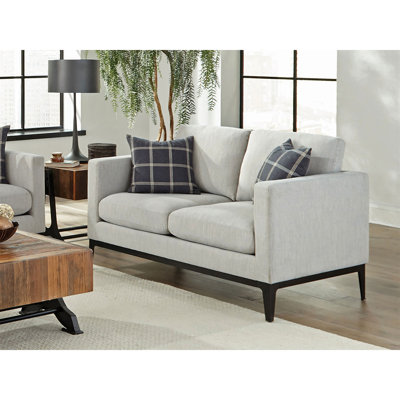 Saba Light Grey Cushion Back Loveseat With Pillow Top Arms