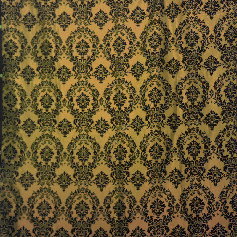 Damask Tailored Window Valance, 72" W x 7" L, Black/Gold