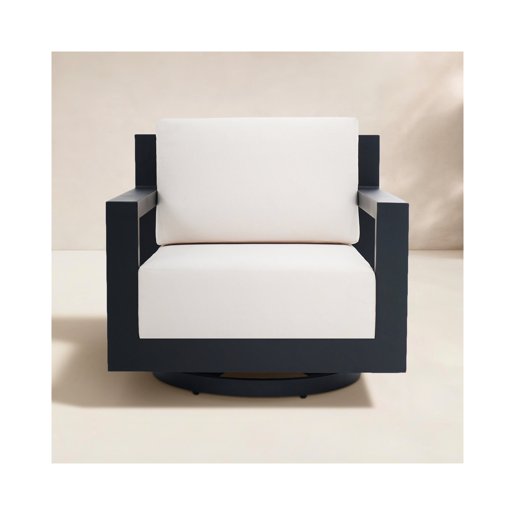 Aden Aluminum Outdoor Swivel Chair, Cream