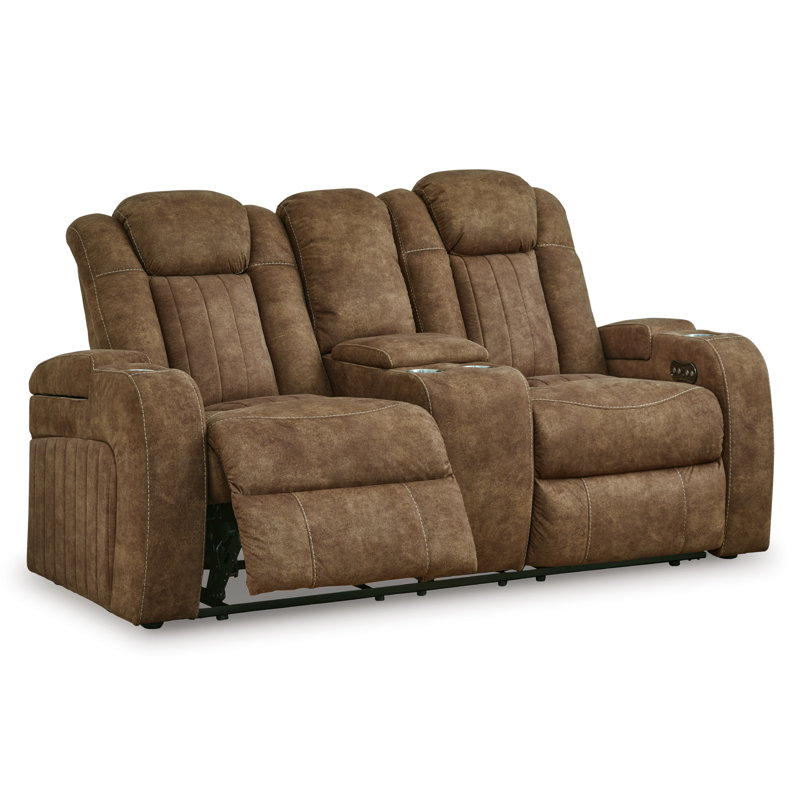 Faux Leather Power Reclining Sofa, 42" H x 75" W x 42" D