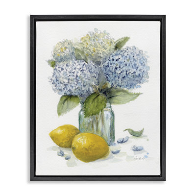 Cadre flottant dans un vase Hydrangeas & Lemons, design par Patti Bishop