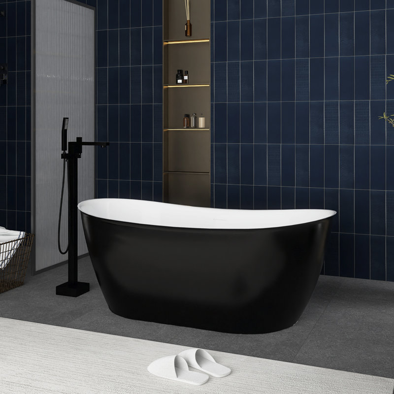Baignoire de trempage autoportante en acrylique de 58,5 po x 28,08 po