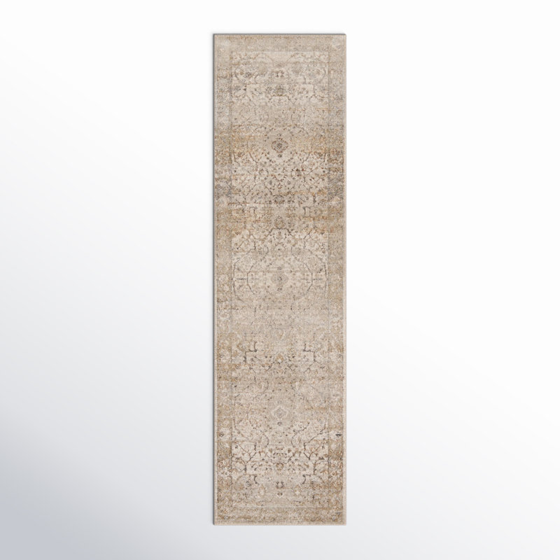 Tapis oriental gris / beige Lynnette, Tapis de couloir 2 pi 2 po x 8 pi