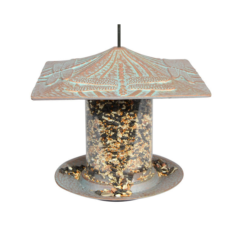 Dragonfly Tube Bird Feeder, Copper Verdi