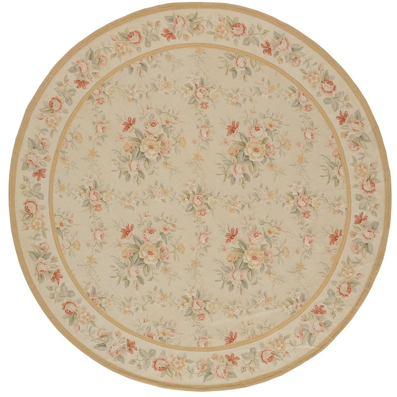 Wool Floral Area Rug, Round 12'