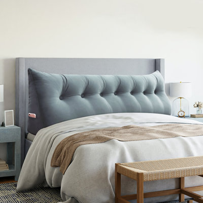 Coussin de lecture de tête de lit en velours de coton avec housse amovible et lavable