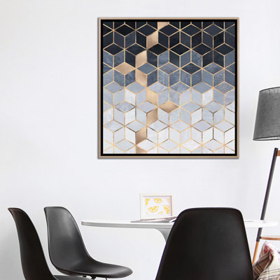 Soft Blue Cubes by Elisabeth Fredriksson - 1 Piece Wall Art on Canvas
