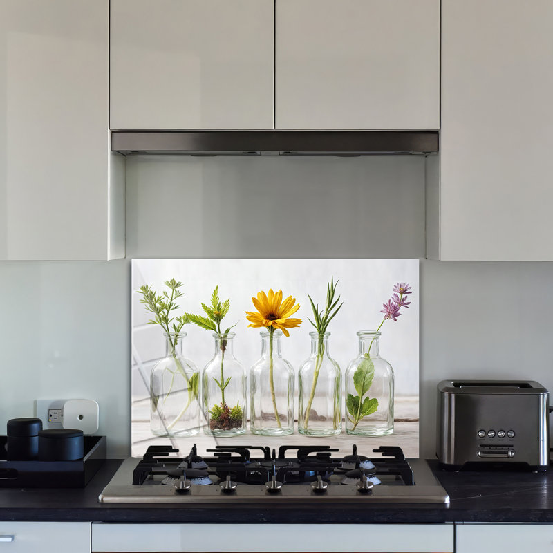 Dosseret en verre trempé Botanical Elegance - Décoration murale de cuisine, H 30 po x l 36 po