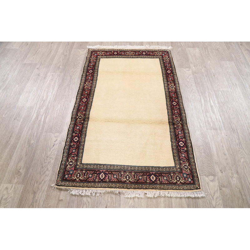 Tapis unique en laine noué à la main 2 pi 9 po x 4 pi 7 po beige nouvel âge Mahid One-of-a-Kind Mahid