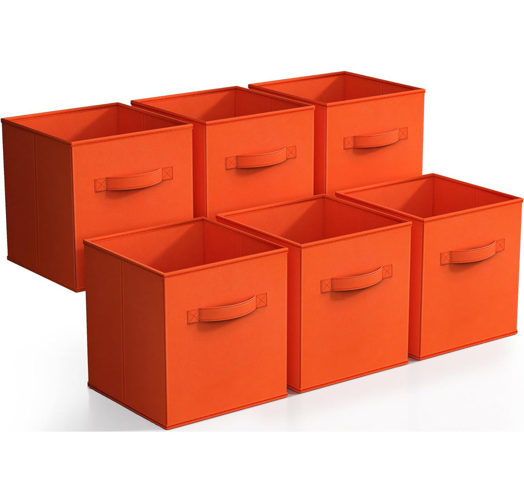 Sorbus 11" Foldable Fabric Storage Cube Bins with Handles in Orange (Set of 6) Sorbus