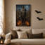 «Skeleton Scarecrow in Cornfield with Glowing», art mural sur toile-1193454218