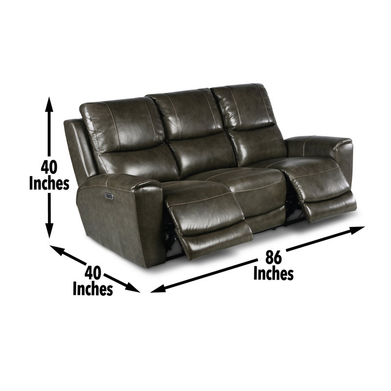 Canapé inclinable en cuir à double alimentation - appui-tête articulé, accoudoirs rembourrés - couleur carreauté, confort luxueux