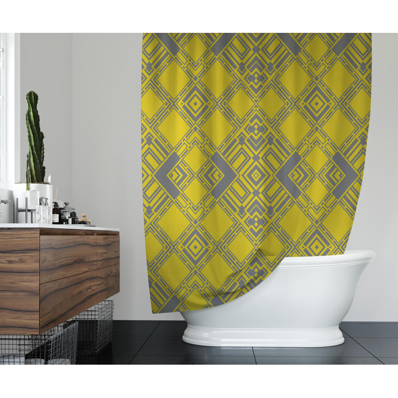 Hasnain Geometric Shower Curtain, 90" H x 70" W