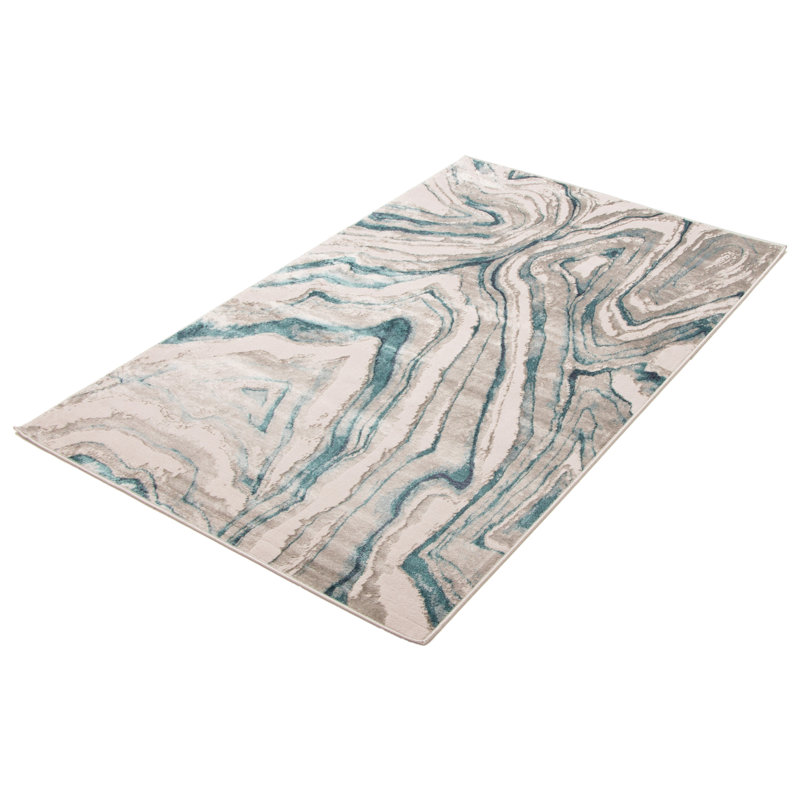 Menne Teal Rug, Rectangle 5' x 8'