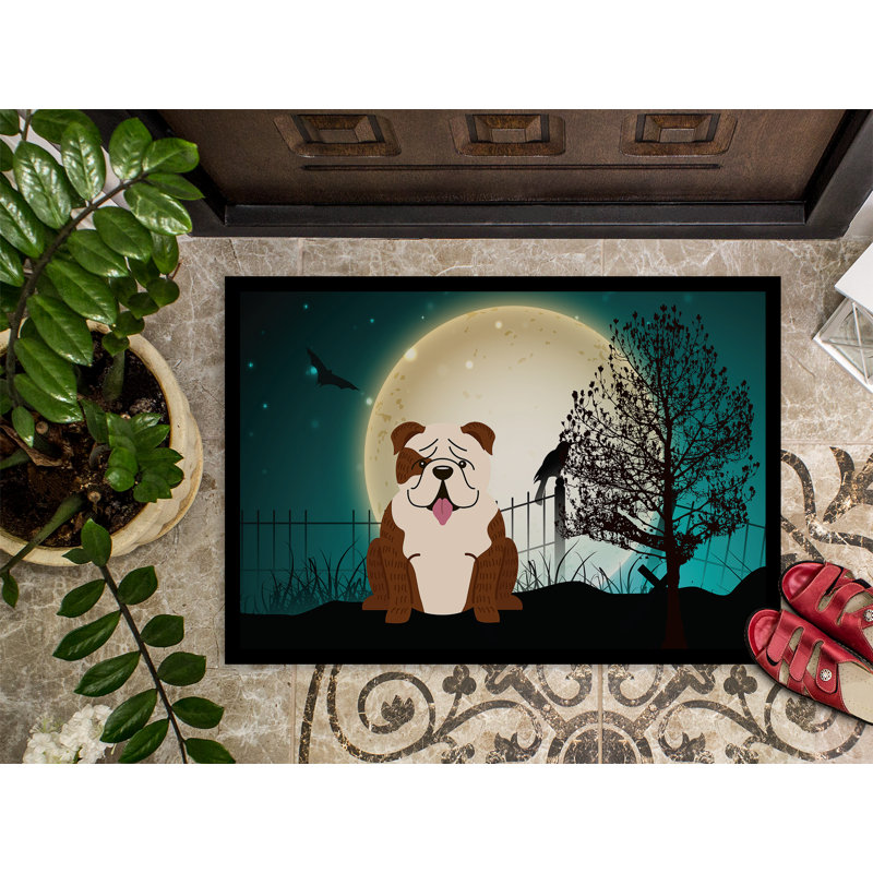 Tapis d'extérieur Owyhee Halloween, Rectangle 1 pi 6 po x 2 pi 3 po, Beige / blanc