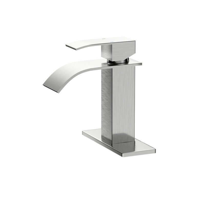 6" Bathroom Faucet In Brushed Nickel, Deck-Mounted, Single Lever Handle, , Stainless Steel 304 For Luxury Bathrooms Deck-Mounted Sink Tap, Durableness