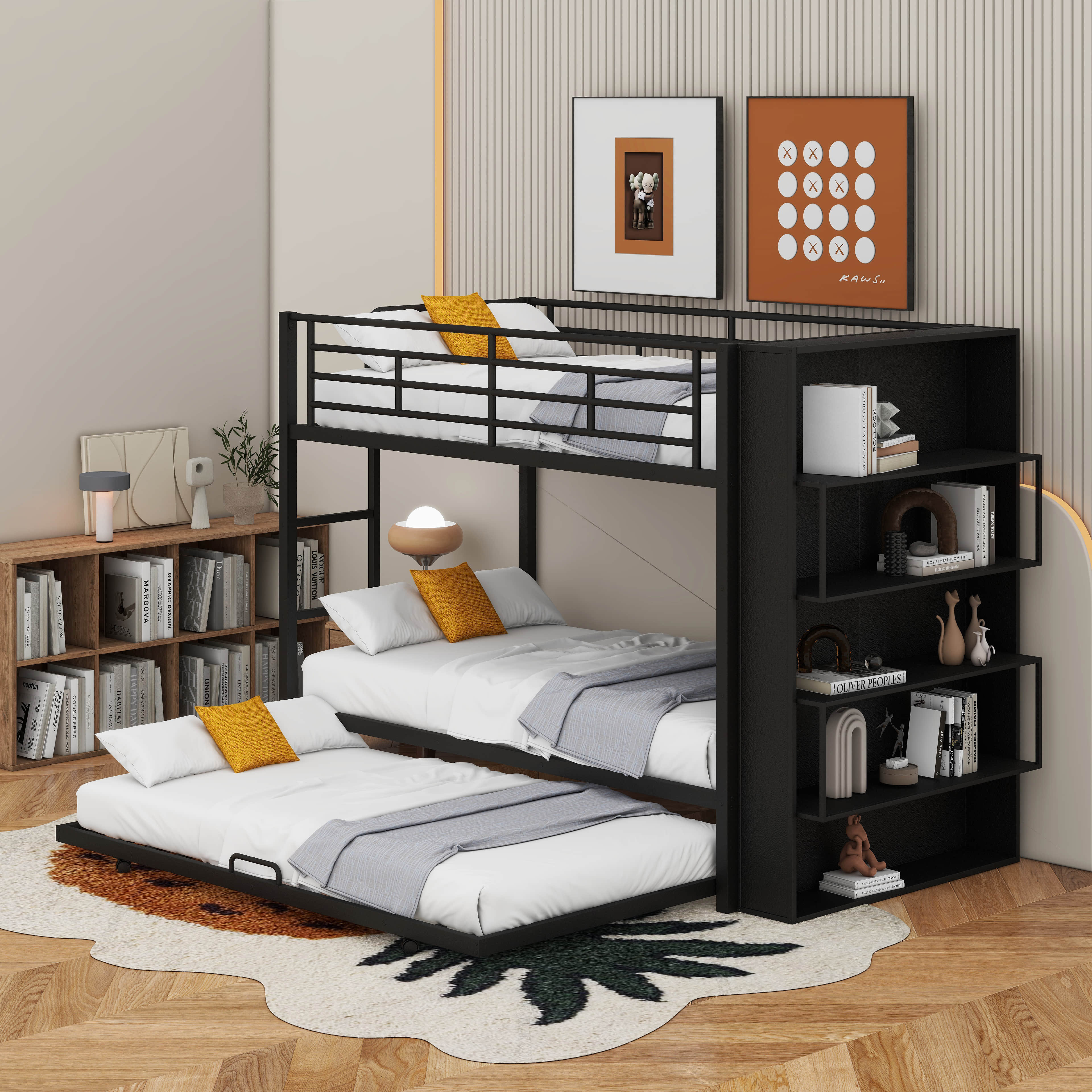 Isabelle & Max™ Twin Metal Bunk Bed With Big Bookshelf Wayfair