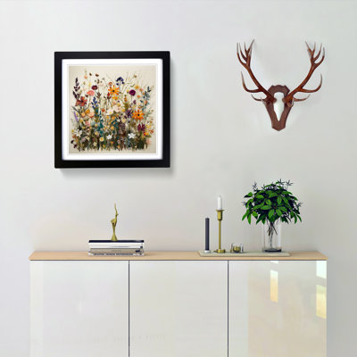 Meadow Floral Art No.1 - Single Picture Frame Print on Wood